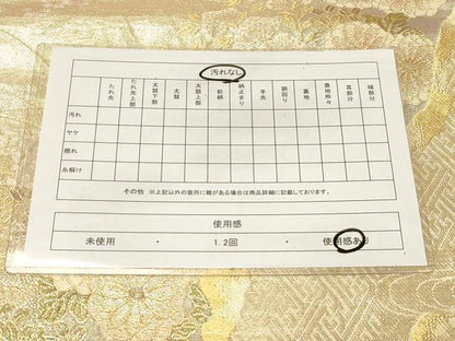 平和屋着物◎佐賀錦 六通柄袋帯 流水花鳥文 金糸 正絹 逸品 CABE3918dy