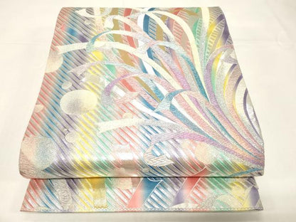 平和屋着物◎両面　六通柄袋帯　熨斗丸文　金銀糸　正絹　逸品　CABE3922dy