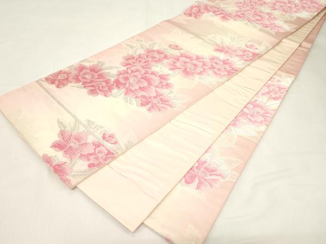 平和屋着物◎六通柄袋帯 唐織 たけうちオリジナル 草花文 銀糸 正絹 逸品 CABE3923dy