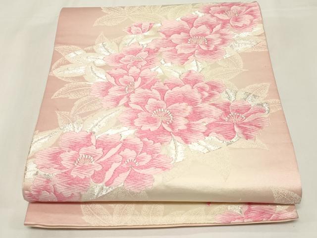 平和屋着物◎六通柄袋帯 唐織 たけうちオリジナル 草花文 銀糸 正絹 逸品 CABE3923dy