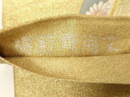 平和屋着物◎六通柄袋帯 唐織 楊節青海文 金糸 正絹 逸品 CABE3952dy