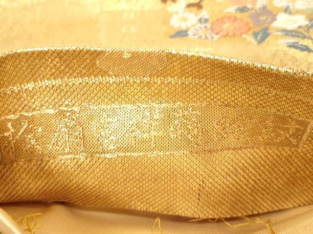 平和屋着物◎六通柄袋帯 唐織 桧扇吉祥蒔絵紋 絵巻 金糸 正絹 逸品 CABE3965dy