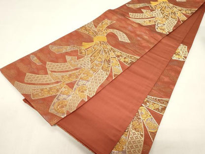 平和屋着物◎六通柄袋帯 宝飾優美文 三重引箔錦 正絹 逸品 CABE3982dy