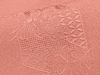 平和屋着物■中国三大刺繍 スワトウ刺繍 色留袖 吉祥草花文 甚三紅色 正絹 逸品 CABE4001ou