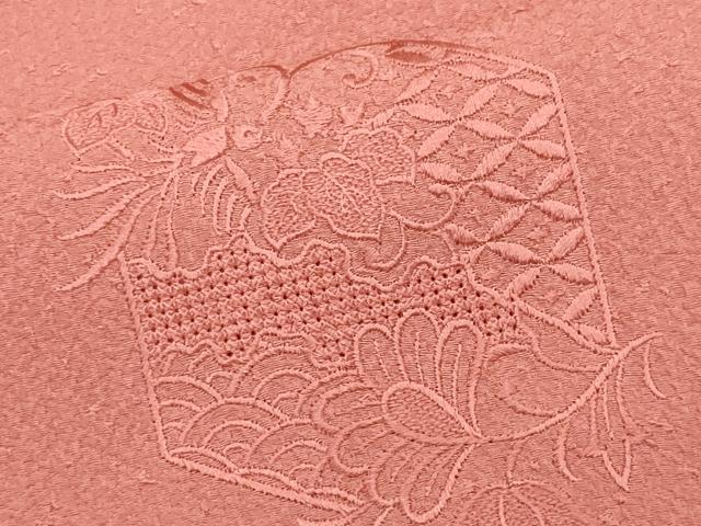 平和屋着物■中国三大刺繍 スワトウ刺繍 色留袖 吉祥草花文 甚三紅色 正絹 逸品 CABE4001ou
