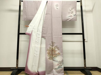 平和屋着物■訪問着 風景枝花文 暈し染め 金銀彩 正絹 逸品 CABE4005ou