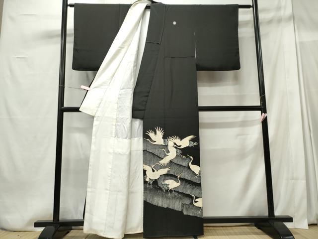 平和屋着物■豪華黒留袖　飛鶴芒文　正絹　逸品　CABE4019ou