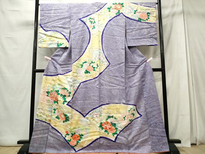 平和屋着物■訪問着 駒刺繍 絞り 扇面花文 正絹 逸品 CABE4040ou