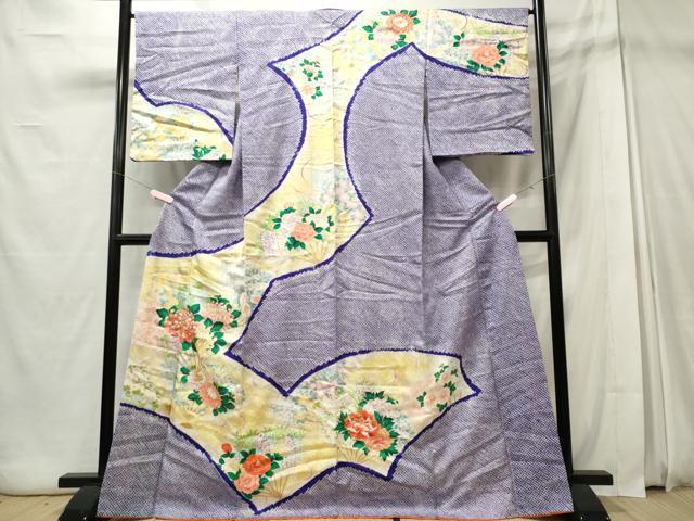 平和屋着物■訪問着 駒刺繍 絞り 扇面花文 正絹 逸品 CABE4040ou