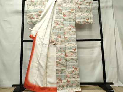 平和屋着物■上質な小紋 舞蝶花文 暈し染め 金彩 正絹 逸品 CABE4043ou