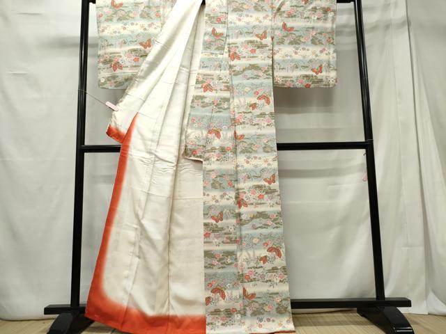 平和屋着物■上質な小紋 舞蝶花文 暈し染め 金彩 正絹 逸品 CABE4043ou
