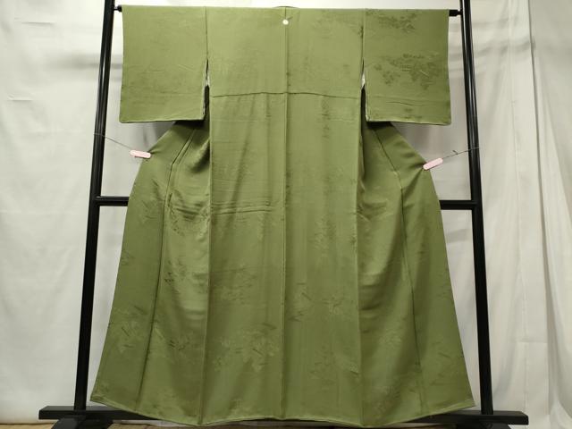 平和屋着物■上質な色無地 風景地紋 柳茶色 正絹 逸品 CABE4045ou