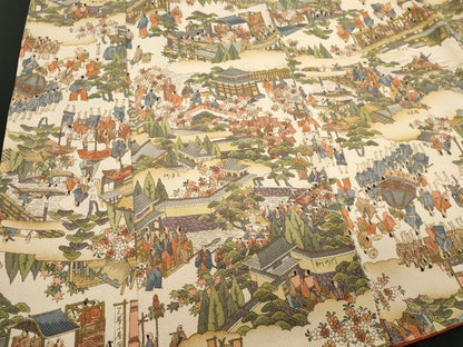 平和屋着物■上質な小紋 人物風景文 暈し染め 鬼しぼ縮緬 正絹 逸品 未使用 CABE4048ou