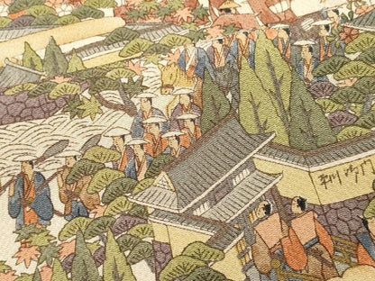 平和屋着物■上質な小紋 人物風景文 暈し染め 鬼しぼ縮緬 正絹 逸品 未使用 CABE4048ou
