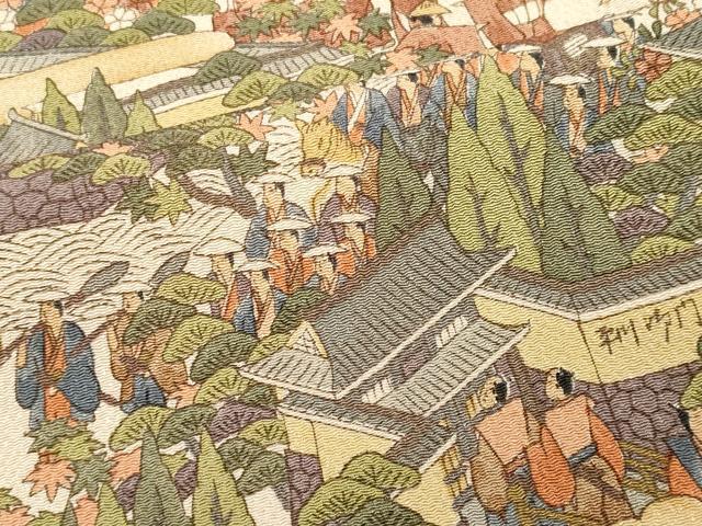 平和屋着物■上質な小紋 人物風景文 暈し染め 鬼しぼ縮緬 正絹 逸品 未使用 CABE4048ou