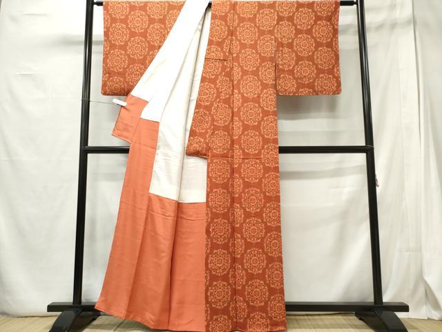 平和屋着物■上質な小紋 正倉院花文 鬼しぼ縮緬 正絹 逸品 CABE4064ou