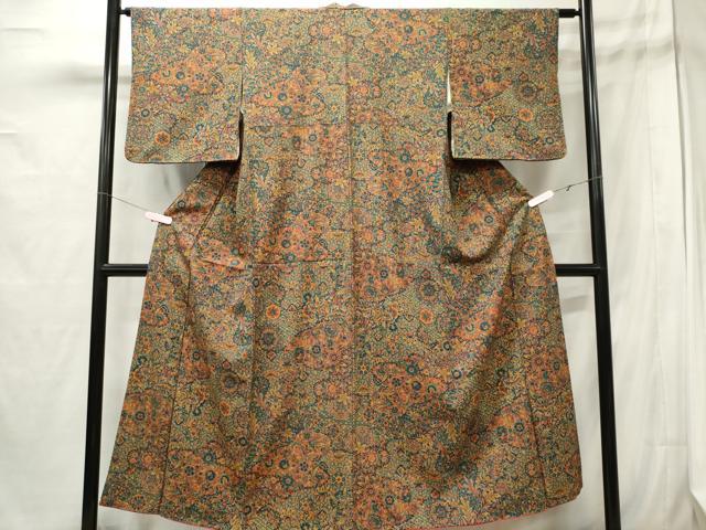 平和屋着物■上質な小紋 更紗草花文 正絹 逸品 CABE4066ou