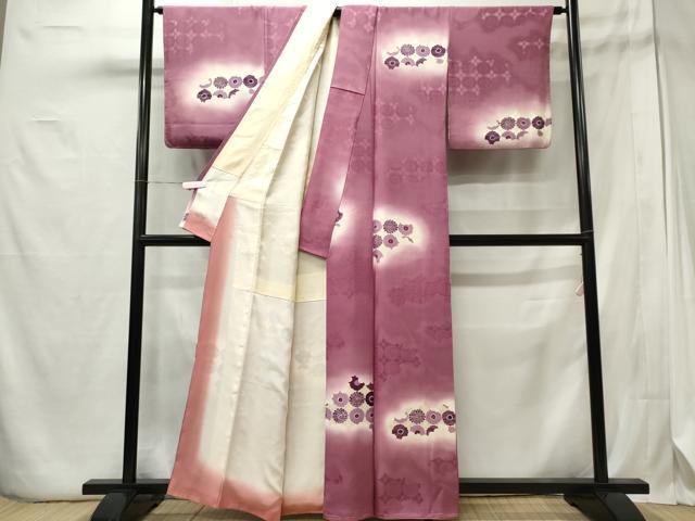 平和屋着物■上質な小紋 吉祥花文 暈し染め 正絹 逸品 CABE4070ou