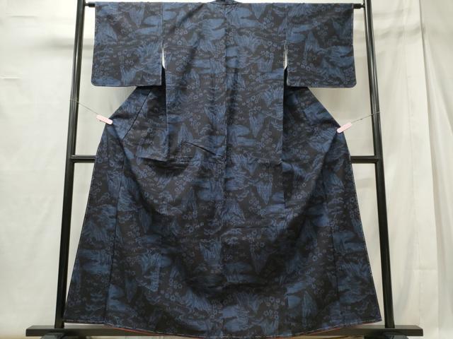 平和屋着物■上質な紬 風景草花文 正絹 逸品 CABE4074ou