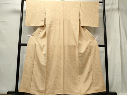 平和屋着物■上質な色無地 扇面地紋 香色 正絹 逸品 CABE4077ou