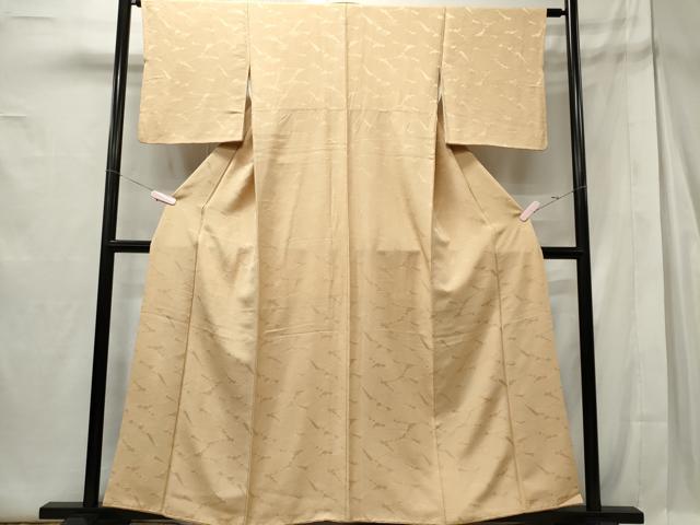 平和屋着物■上質な色無地 扇面地紋 香色 正絹 逸品 CABE4077ou