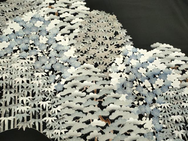 平和屋着物■豪華黒留袖 駒刺繍 松竹梅 正絹 逸品 CABE4080ou
