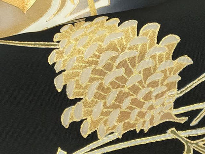 平和屋着物■豪華黒留袖 駒刺繍 流水休み鳥松文 松ぼっくり 暈し染め 金彩 正絹 逸品 CABE4094ou