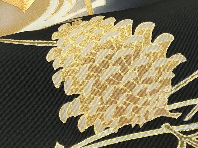 平和屋着物■豪華黒留袖 駒刺繍 流水休み鳥松文 松ぼっくり 暈し染め 金彩 正絹 逸品 CABE4094ou