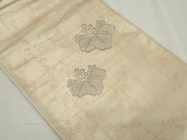 平和屋着物◎太鼓柄袋帯 総刺繍 桐 銀糸 正絹 逸品 CABE4107ou
