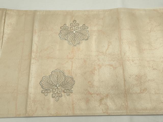 平和屋着物◎太鼓柄袋帯 総刺繍 桐 銀糸 正絹 逸品 CABE4107ou