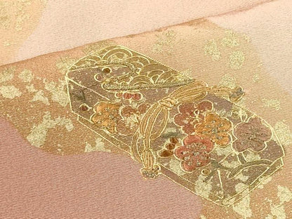 平和屋着物■訪問着 刺繍 文箱花文 暈し染め 金彩 正絹 逸品 未使用 CABE4253ou