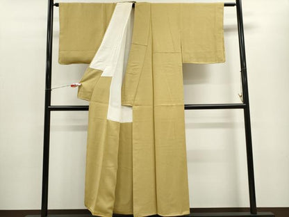 平和屋着物■上質な色無地　紗綾形地紋　蒸栗色　正絹　逸品　未使用　CABE4259ou