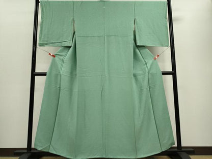 平和屋着物■上質な色無地 干割れ地紋 若竹色 正絹 逸品 CABE4269ou