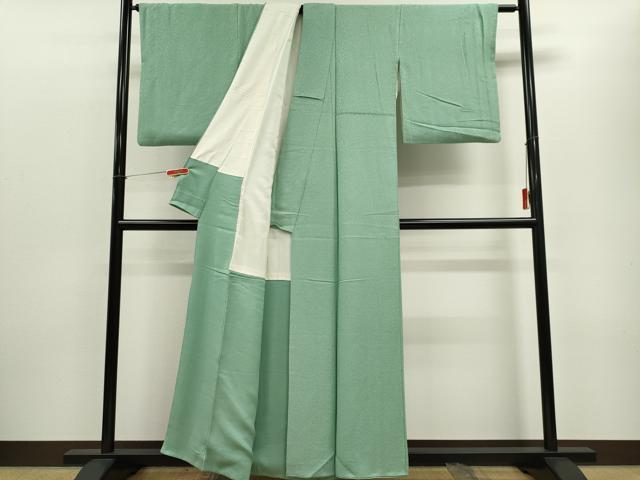平和屋着物■上質な色無地 干割れ地紋 若竹色 正絹 逸品 CABE4269ou