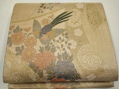 平和屋着物◎佐賀錦 花鳥文 三越扱い 袋帯 正絹 逸品 CABE4393ou