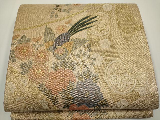 平和屋着物◎佐賀錦 花鳥文 三越扱い 袋帯 正絹 逸品 CABE4393ou