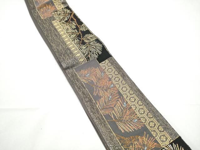 平和屋着物●男性　角帯　吉祥松葉文　金糸　正絹　逸品　CABE4409hy