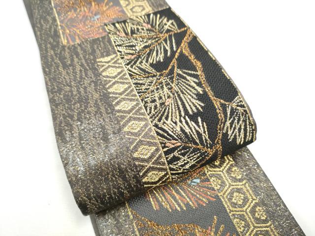 平和屋着物●男性　角帯　吉祥松葉文　金糸　正絹　逸品　CABE4409hy