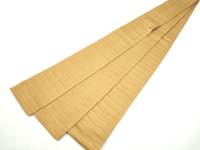 平和屋着物●男性　本場筑前博多織　角帯　よろけ縞　色無地　黄唐茶色　正絹　逸品　CABE4410hy