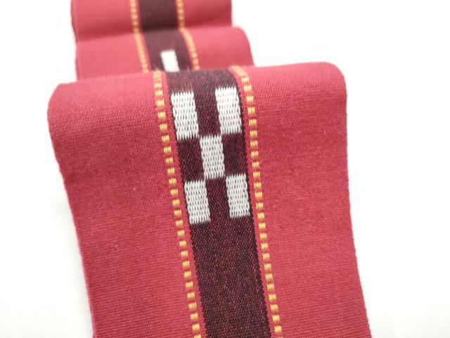 平和屋着物●男性　沖縄県伝統工芸品　八重山ミンサー　手織り　角帯　幾何学文様　綿　逸品　CABE4419hy