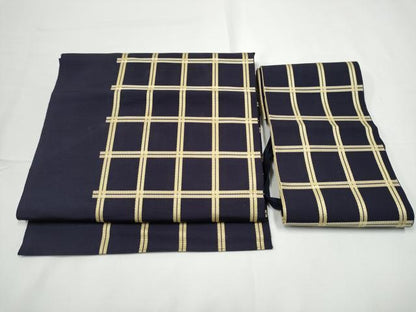 平和屋着物●本場筑前博多織　つけ帯　格子柄　正絹　逸品　CABE4423hy