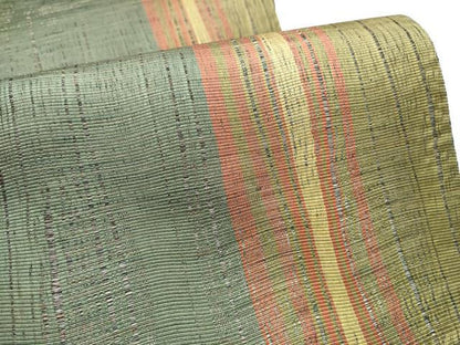 平和屋着物●本場筑前博多織　草木染　手織工房　染匠：小森久　両面　全通柄袋帯　間道　金糸　正絹　逸品　未使用　CABE4424hy