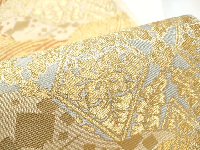 平和屋着物●西陣　川島織物　六通柄　本袋帯　花唐草文　金糸　正絹　逸品　CABE4432hy