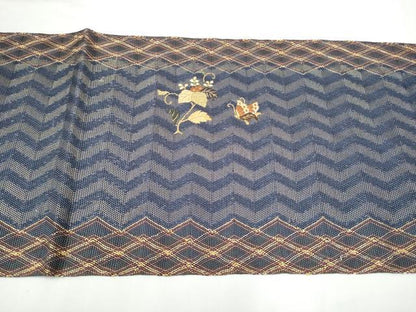 平和屋着物●ひなや工房　くむ・あむ・おる　伊豆蔵明彦　太鼓柄袋帯　総刺繍　花蝶文　金糸　正絹　逸品　CABE4434hy