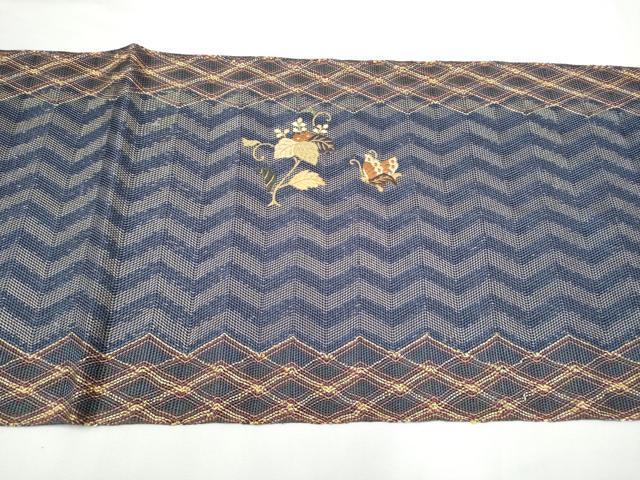 平和屋着物●ひなや工房　くむ・あむ・おる　伊豆蔵明彦　太鼓柄袋帯　総刺繍　花蝶文　金糸　正絹　逸品　CABE4434hy