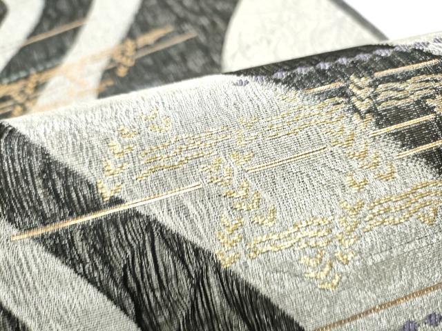 平和屋着物▽六通柄袋帯 スリーシーズン 春夏秋 櫛織 流水花文 金糸 正絹 逸品 CABE4444hy