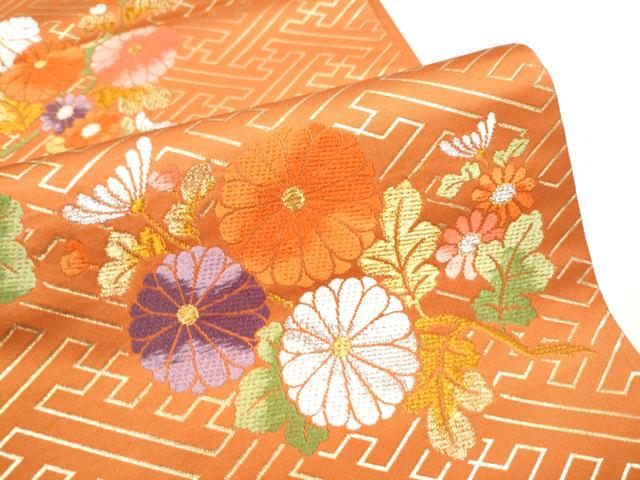 平和屋着物●西陣河村織物謹製・手織り　六通柄袋帯　唐織　能衣束菊文　金銀糸　正絹　逸品　CABE4449hy