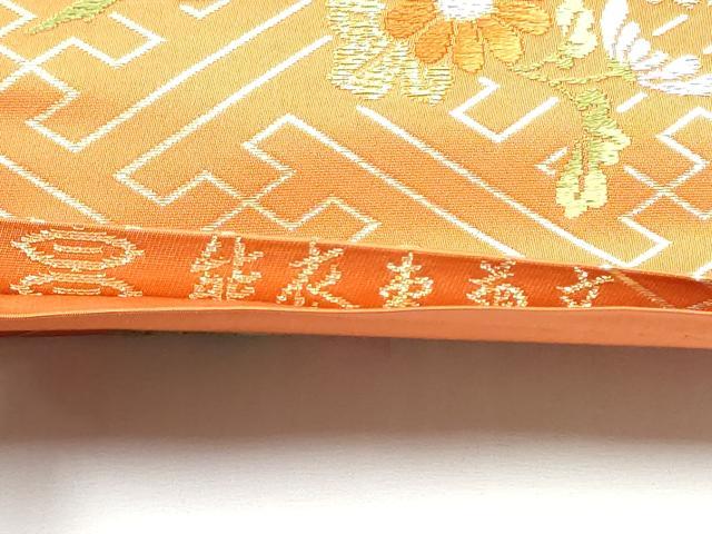 平和屋着物●西陣河村織物謹製・手織り　六通柄袋帯　唐織　能衣束菊文　金銀糸　正絹　逸品　CABE4449hy