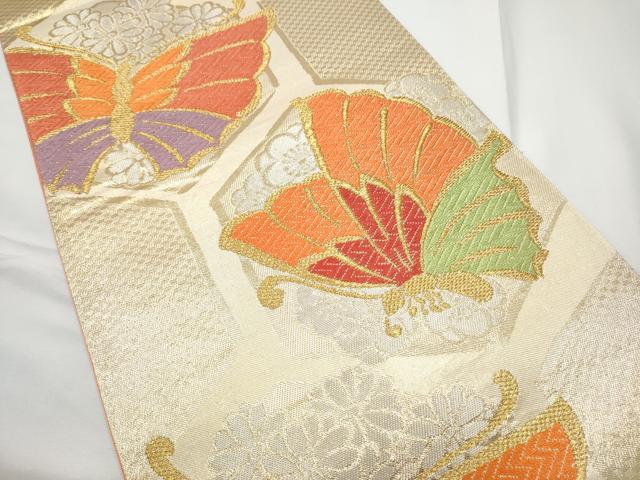 平和屋着物●西陣　川島織物　全通柄　本袋帯　唐織　花蝶文　金銀糸　正絹　逸品　CABE4459hy