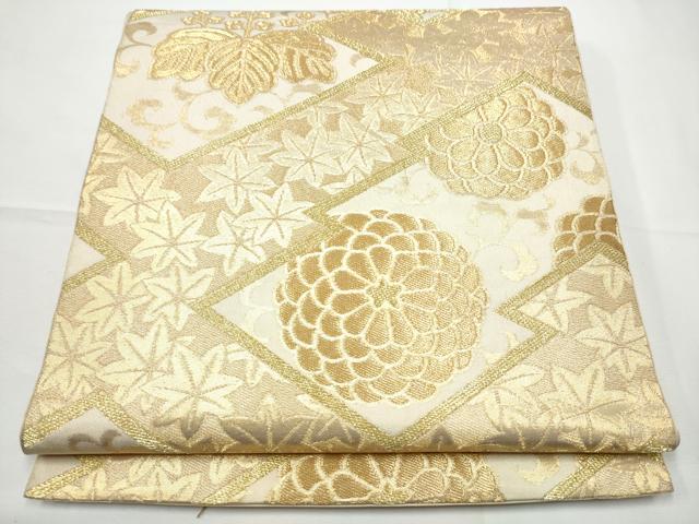 平和屋着物●西陣　川島織物　六通柄　本袋帯　草花文　金糸　正絹　逸品　CABE4468hy